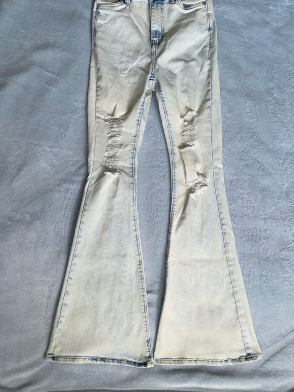 refuge Light Wash Distressed Flare Jeans